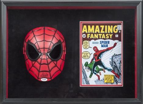 Stan Lee Signed Spiderman Mask Display (PSA/DNA)